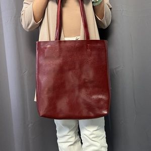 Red Leather Tote Bag